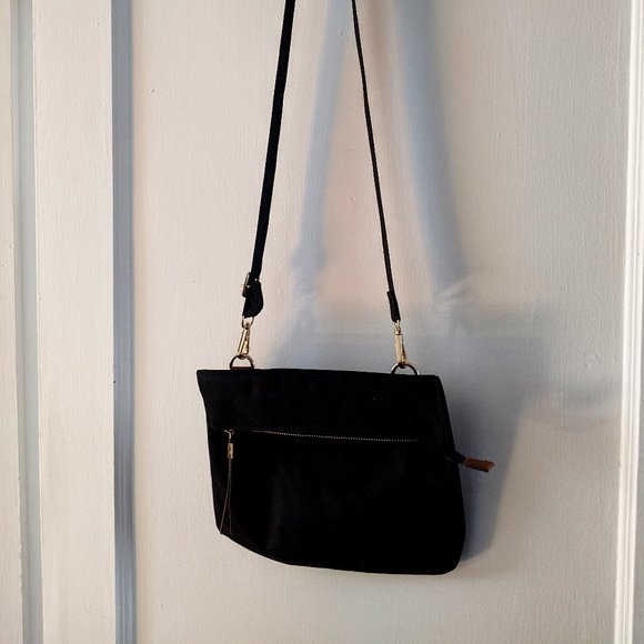 unbranded Handbags - Black Nylon Bag with Brown and Gold Accents